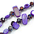 Two Row Layered Purple Shell Nugget and Glass Crystal Bead Necklace - 50cm L - view 4