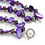 Two Row Layered Purple Shell Nugget and Glass Crystal Bead Necklace - 50cm L - view 5