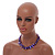 Two Row Layered Purple Shell Nugget and Glass Crystal Bead Necklace - 50cm L - view 3