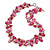 Two Row Layered Fuchsia Shell Nugget and Beige Glass Crystal Bead Necklace - 50cm Long