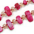 Two Row Layered Fuchsia Shell Nugget and Beige Glass Crystal Bead Necklace - 50cm Long - view 5