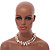 Two Row Layered Off White Shell Nugget and Transparent Glass Crystal Bead Necklace - 48cm L - view 3