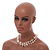 Two Row Layered Off White Shell Nugget and Transparent Glass Crystal Bead Necklace - 48cm L - view 4