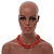 Two Row Layered Red Shell Nugget and Glass Crystal Bead Necklace - 50cm L - view 3