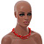 Two Row Layered Red Shell Nugget and Glass Crystal Bead Necklace - 50cm L - view 4