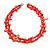 Two Row Layered Red Shell Nugget and Glass Crystal Bead Necklace - 50cm L - view 2