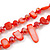 Two Row Layered Red Shell Nugget and Glass Crystal Bead Necklace - 50cm L - view 5