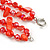 Two Row Layered Red Shell Nugget and Glass Crystal Bead Necklace - 50cm L - view 6