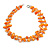 Two Row Layered Orange Shell Nugget and Transparent Orange Glass Crystal Bead Necklace - 50cm Long - view 2