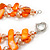 Two Row Layered Orange Shell Nugget and Transparent Orange Glass Crystal Bead Necklace - 50cm Long - view 5