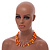 Two Row Layered Orange Shell Nugget and Transparent Orange Glass Crystal Bead Necklace - 50cm Long - view 3