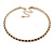 Slim Black/Clear Crystal Choker Style Necklace In Gold Tone Metal - 35cm L/ 10cm Ext