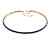 Slim Blue Crystal Choker Style Necklace In Gold Tone Metal - 35cm L/ 10cm Ext - view 7