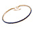 Slim Blue Crystal Choker Style Necklace In Gold Tone Metal - 35cm L/ 10cm Ext - view 2