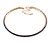 Slim Blue Crystal Choker Style Necklace In Gold Tone Metal - 35cm L/ 10cm Ext - view 5