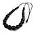 Chunky Black Graduated Wood Bead Black Cord Necklace - 84cm Max/ Adjustable - view 4