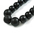 Chunky Black Graduated Wood Bead Black Cord Necklace - 84cm Max/ Adjustable - view 4