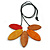 Red/Orange/Brown/Yellow Wood Leaf with Black Cotton Cord Necklace - 90cm Long - Adjustable - view 2