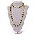 10mm D/ Solid Glass and Faux Pearl Bead Long Necklace (Yellow/Black Colours) - 108cm Long (Natural Irregularities) - view 4