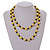 10mm D/ Solid Glass and Faux Pearl Bead Long Necklace (Yellow/Black Colours) - 108cm Long (Natural Irregularities) - view 3