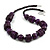 Aubergine Purple Wood Button & Bead Chunky Necklace - 60cm Long/6cm Extender - view 2