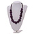 Aubergine Purple Wood Button & Bead Chunky Necklace - 60cm Long/6cm Extender - view 3