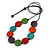 Purple/Orange/Purple/Blue/Green Wooden Coin Bead Black Cotton Cord Necklace/ 100cm Max Length/ Adjustable - view 3