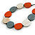 Orange/Grey/White Wooden Coin Bead Black Cotton Cord Necklace/ 100cm Max Length/ Adjustable - view 5