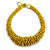 Chunky Graduated Dusty Yellow Glass Bead Short Necklace - 44cm Long/ 4cm Extender