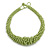 Chunky Graduated Lime Green Glass Bead Short Necklace - 44cm Long/ 4cm Extender