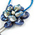 Blue Shell Flower Pendant with Blue Faux Leather Cord Necklace - 44cm/ 4cm Ext/ 12cm Front Drop - view 7