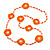 Handmade Orange/Melon/White Floral Crochet Orange/White Glass Bead Long Necklace/ Lightweight - 100cm Long - view 2