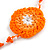 Handmade Orange/Melon/White Floral Crochet Orange/White Glass Bead Long Necklace/ Lightweight - 100cm Long - view 4