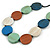 Blue/White/Green/Brown Wooden Coin Bead Black Cotton Cord Necklace/ 100cm Max Length/ Adjustable - view 4