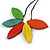 Multicoloured Wood Leaf Black Cotton Cord Long Necklace - 96cm Max Length/ Adjustable - view 5