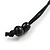 Chunky Dark Blue Graduated Wood Bead Black Cord Necklace - 84cm Max/ Adjustable - view 6
