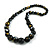 Chunky Graduated Wood Glossy Beaded Necklace in Shades of Black/Gold/White - 66cm Long - view 5