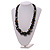 Chunky Graduated Wood Glossy Beaded Necklace in Shades of Black/Gold/White - 66cm Long - view 4