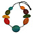 Multicoloured Round/Oval Wooden Bead Geometric Black Cord Long Necklace/ 90cm Long/ Adjustable