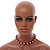 12mm/ Orange Faux Pearl Black Glass Bead Short Necklace (Natural Irregularities) - 38cm L/ 4cm Ext - view 3