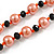 10mm D/ Solid Glass and Faux Pearl Bead Long Necklace (Orange/Black Colours) - 108cm Long (Natural Irregularities) - view 6