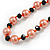 10mm D/ Solid Glass and Faux Pearl Bead Long Necklace (Orange/Black Colours) - 108cm Long (Natural Irregularities) - view 7