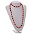 10mm D/ Solid Glass and Faux Pearl Bead Long Necklace (Orange/Black Colours) - 108cm Long (Natural Irregularities) - view 3