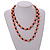 10mm D/ Solid Glass and Faux Pearl Bead Long Necklace (Orange/Black Colours) - 108cm Long (Natural Irregularities) - view 4