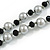 10mm D/ Solid Glass and Faux Pearl Bead Long Necklace (Grey/Black Colours) - 108cm Long (Natural Irregularities) - view 6