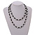 10mm D/ Solid Glass and Faux Pearl Bead Long Necklace (Grey/Black Colours) - 108cm Long (Natural Irregularities) - view 4