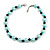 12mm/ Light Blue Faux Pearl Black Glass Bead Short Necklace (Natural Irregularities) - 38cm L/ 4cm Ext