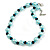 12mm/ Light Blue Faux Pearl Black Glass Bead Short Necklace (Natural Irregularities) - 38cm L/ 4cm Ext - view 2
