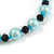 12mm/ Light Blue Faux Pearl Black Glass Bead Short Necklace (Natural Irregularities) - 38cm L/ 4cm Ext - view 6