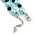 12mm/ Light Blue Faux Pearl Black Glass Bead Short Necklace (Natural Irregularities) - 38cm L/ 4cm Ext - view 7